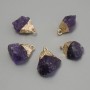 Pendant Raw Amethyst, Assorted Sizes 15-20×10-15 mm, Gold-Tone Metal