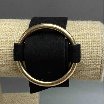 Black bracelet 'Buckle' 'nubuck metal color' gold