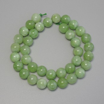 Chrysolite (Olivine) Beads - Smooth Round Beads, 10 mm diameter ±, on thread, length 38 cm+