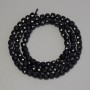Black Tourmaline Beads, Faceted Cube, 4mm Diameter, 38 cm Length on Thread