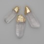 Pendant Mountain Crystal 30x37x9-12 mm, length 33-40 mm, gold-tone metal, Assorted sizes