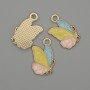 Butterfly pendant with colored enamel on gold-tone metal, diameter 22×13 mm, pack of 3