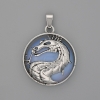 Pendant Dragon in a Circle with Moonstone, diameter 28mm ±, length 38mm ±, silver-toned metal