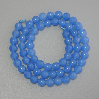 Aquamarine Beads - Smooth Round Bead, 6 mm Diameter ± on Thread, Length 38 cm+