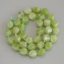 Chrysoprase Peridot Faceted Diamond-Shape Beads, 9x8 mm, +/- 3 mm seed beads on thread, length 36 cm+