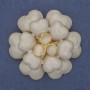 Beige Flower Brooch with Enamel, Cat's Eye Beads, Gold-Tone Metal, 61mm+