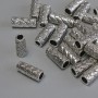 Bead insert fittings, silver color, 12×5 mm diameter, hole diameter ~3 mm, packaging 20 g (~30 pcs)