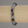 Bracelet with Snowflake Obsidian beads, 9 mm diameter, 18 cm length, stretch