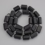 Tourmaline beads, polished gemstone, diameter 13-14×9-10 mm, with 4 mm seed beads, on thread, length 44 cm