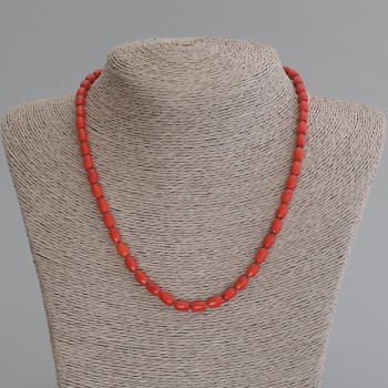 Barrel Coral Bead Necklace 7x5mm, 50 cm length with clasp