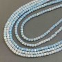 Beads Czech crystal blue multicolor with gasoline iridescent coating on thread, faceted cube, diameter 4×4 mm, length 38 cm