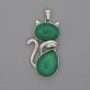 Cat-shaped Chrysoprase Pendant 42x25mm+-, length 50mm+