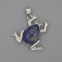 Frog Lapis Lazuli Pendant, 29×28 mm, 37 mm long