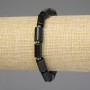 Tourmaline Faceted Bracelet 12x7-8 mm with 3 mm seed beads, 18 cm stretch