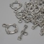 Toggle clasp hardware, diameter 19.5×3.5 mm; circle diameter approx. 14 mm; hole diameter 9 mm; silver-colored metal; fatovka 11 pcs