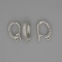 Detachable bail for pendants, 18×3 mm, with white crystals, silver-tone metal