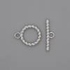 Toggle clasp hardware, ring 22×2.5 mm, 15 mm diameter, hole diameter 10 mm, silver-colored metal