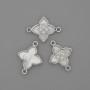 Mother-of-Pearl Connector 15x19mm ± Silver-Toned Metal