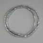 Hematite beads, silver color, faceted square rondel 3x2 mm ±, on thread, length 40 cm+