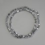 Hematite Beads, Silver Color, 2x2 mm Cube with Through Hole for Thread, 38 cm Length