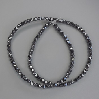 Faceted hematite beads, diameter 4x3.5 mm, on thread, length 40 cm