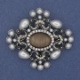 Brooch Pendant Accent Pearls Cat's Eye Silver