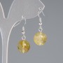 Citrine Earrings Smooth Ball, diameter 12 mm ±, length 30 mm ±, silver metal