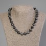 Snow Obsidian Necklace with smooth beads, 12 mm diameter, 50 cm long ± with clasp