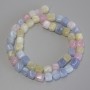 Morganite Cubic Beads, 7.5×7.5 mm diameter, 37 cm length on beading thread