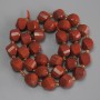 Red Jasper Beads, Faceted Diamond Shape, 10x9 mm, 3 mm Seed Beads, 39 cm Length on Thread