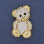 Bear Brooch-Pendant White Pearlized Gold-Tone Metal 38x24mm+
