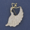 Dancer Brooch, white enamel, crystals, gold-tone metal, 26x46 mm+