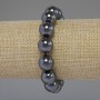 Hematite bracelet with smooth beads, 12 mm diameter, 18 cm length, stretch