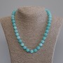 Aquamarine Necklace with Smooth Beads, 10 mm Diameter, 50 cm Length, with Clasp