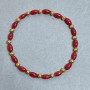 Coral Grain Bracelet 8x4mm +/- with Metal Inserts, Length 18mm +/- Stretch