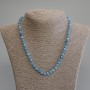 Aquamarine Necklace with Faceted Cubes, 5x5 mm diameter, 50 cm length, with clasp