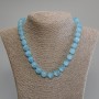 Cat's Eye Necklace in Blue, Smooth Beads, 11 mm Diameter, 50 cm Length with Clasp