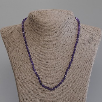 Amethyst Bead Necklace, Faceted Bead, 4 mm diameter, 50 mm length, with clasp