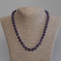 Amethyst Necklace Smooth Bead, 8mm Diameter, 50mm Length, with Clasp