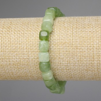 Bracelet Chrysoprase Olivine Cube Beads, 8x8 mm, length 18 cm, stretch