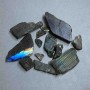 Unpolished Labradorite souvenir stone 15-47×8-32 mm +- (per 100 g)