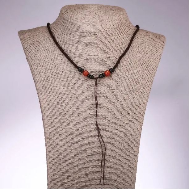 Carnelian bead jewelry cord, 65 cm long