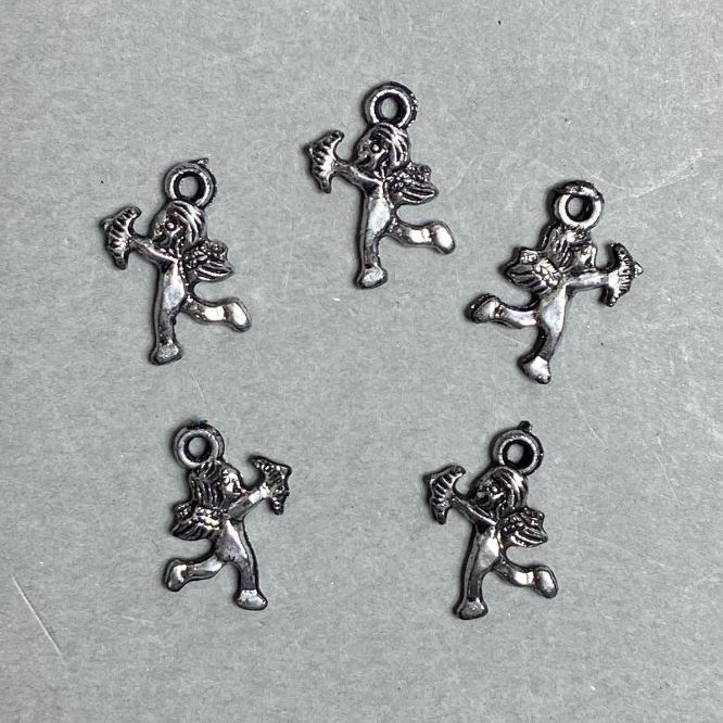 AUCTION! 0.5 kg packaging Pendant 'Cupid' plastic, dark silver color, size 17 x 14 x 2 mm +/- hole, hole diameter 2 mm