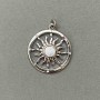 Pendant Star White Crystals Pearlized Silver Metal, diameter 20mm, length 27mm