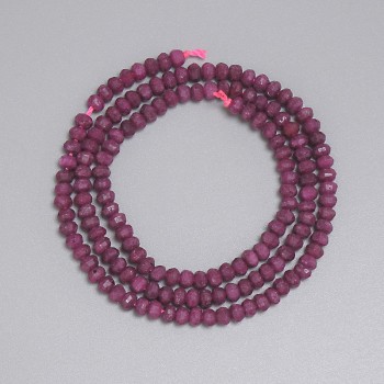 Ruby Beads, Faceted Rondelle 4x3 mm, Length 39 cm, On Thread