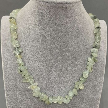 Prehnite Beads Necklace, Faceted, diameter 9-14×4-7 mm, length 45 cm +/- with clasp