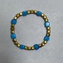 Hematite Cube Bracelet, 5.5 mm diameter cubes; Aquamarine cube beads, 7.5 mm; 18 cm stretch