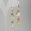 Earrings Citrine with multi-faceted shapes 10-12x8 mm, Garnet cubes 4 mm, length 62 mm