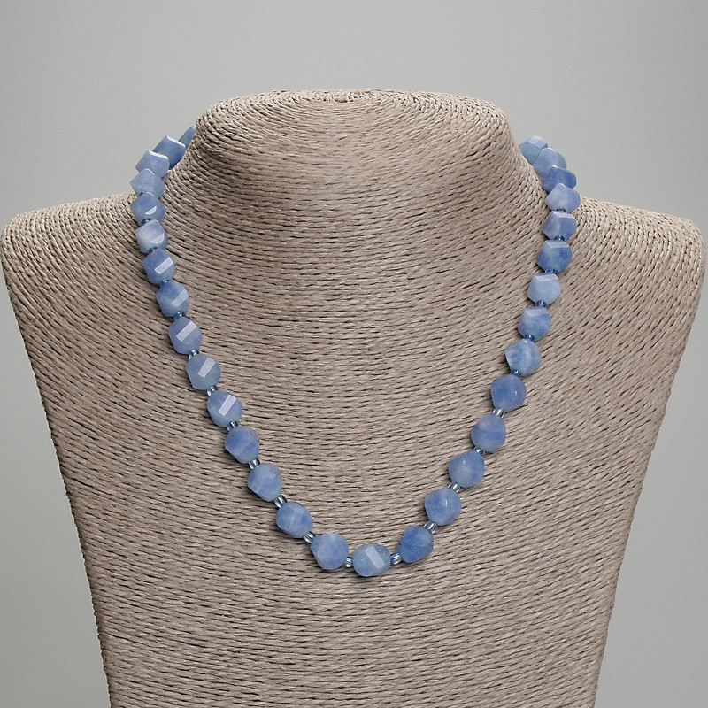 Aquamarine Necklace with Faceted Rhombus
