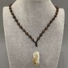 Unpolished Citrine Pendant Wrapped, 38×47×17 mm ±, on a bead-embellished cord, 60 cm length
